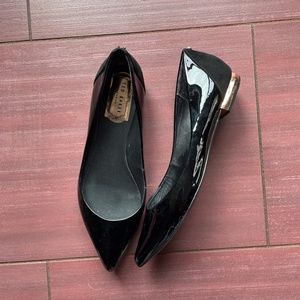 Ted Baker patent and suede ballet flats